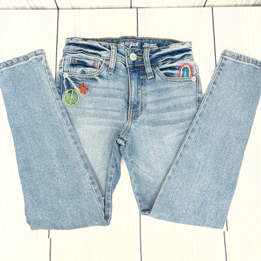 Girls' Mid-Rise Skinny Jeans - Cat & Jack- Medium Wash